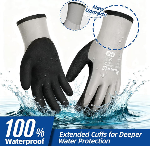 Schwer 2 Pairs 100% Waterproof Winter Work Gloves Latex Coated, CR3305, L