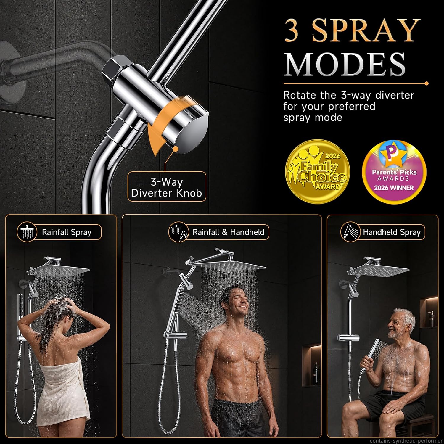 Veken All Metal 10"Luxurious Rain Shower Head with Handheld Spary,Power Jet