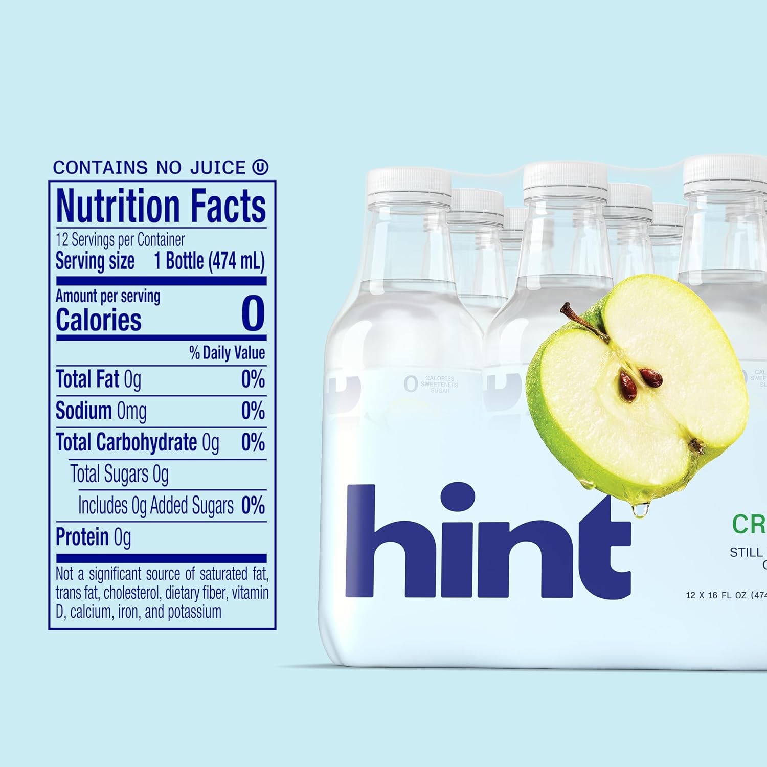 Hint Flavored Water Zero Sugar 0 Calories - Crisp Apple (12 pack)