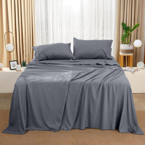 Utopia Bedding King Bed Sheets Set - 4 Piece Bedding - Brushed Microfiber - Shrinkage and Fade Resistant - Easy Care (King, Grey)