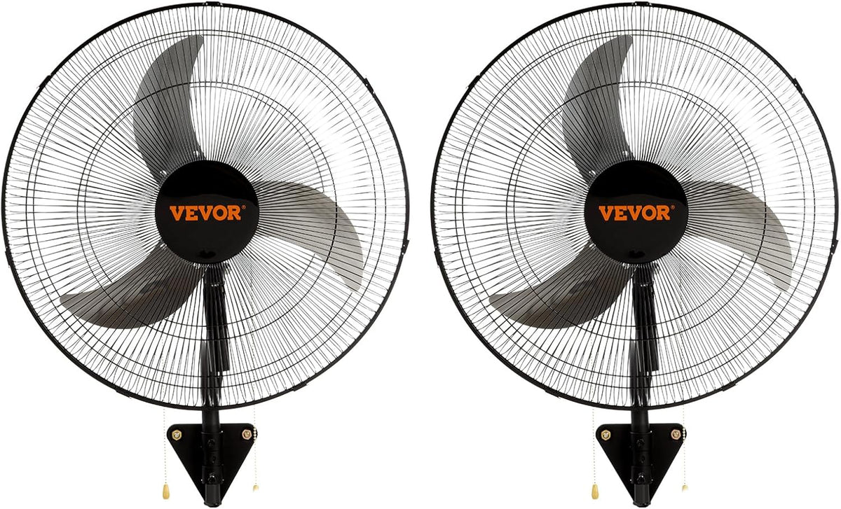 VEVOR 18 Inch Wall Mount Fan, Oscillating, 3-Speed, 4000 CFM, 2 Pack