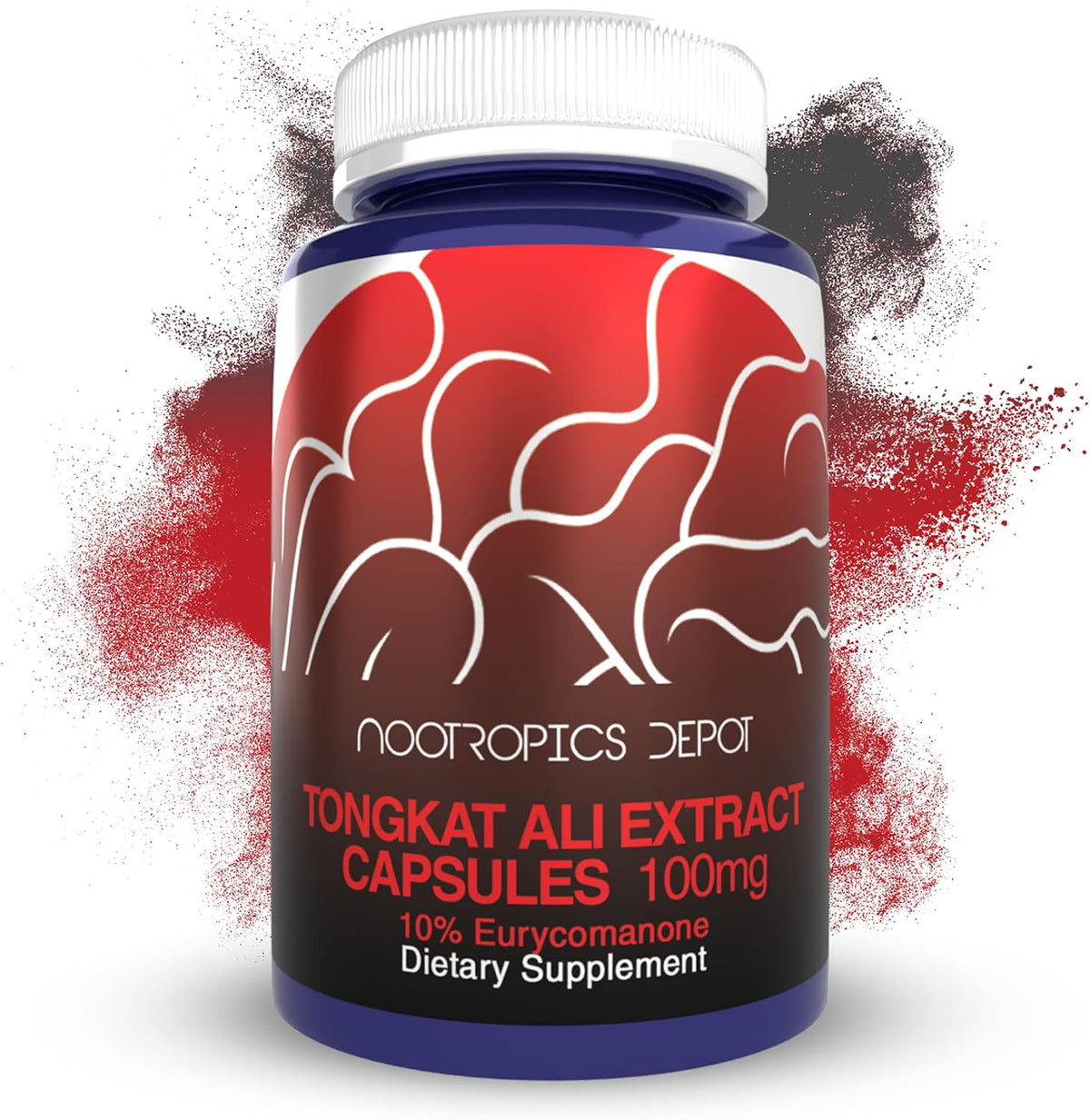 Nootropics Depot Tongkat Ali Extract Capsules | 100mg | 120 Count | 10% Eurycomanone by HPTLC | Eurycoma longifolia Root Extract