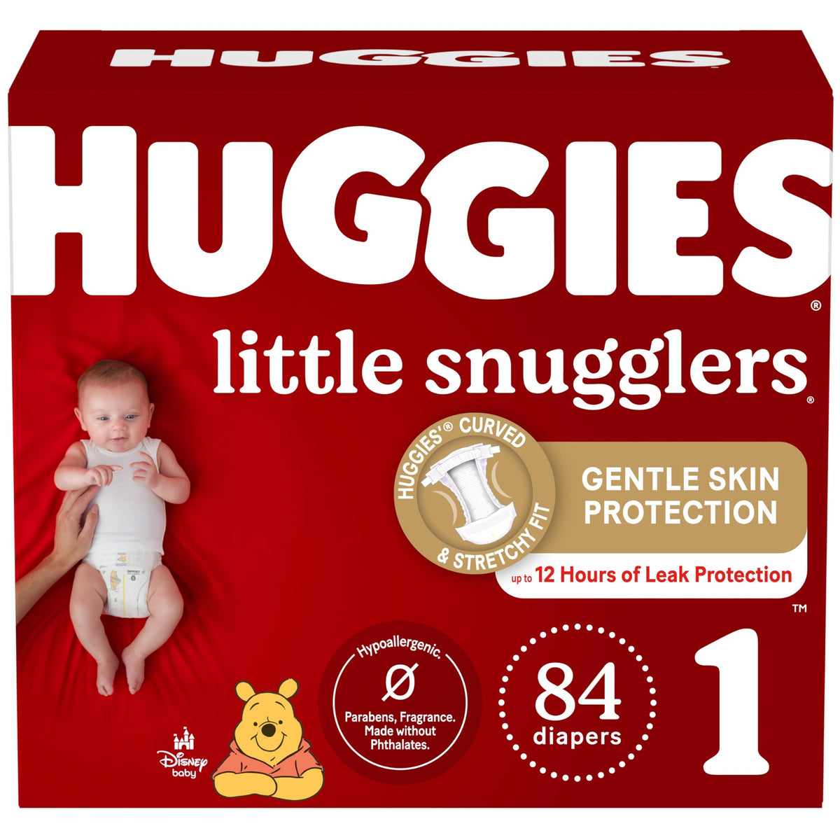 Huggies Little Snugglers Baby Diapers, Size 1 (8-14 lbs), 84 Ct, Newborn Diapers