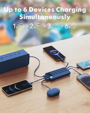 charmast Portable Charger Built-in Cables, 20000mAh Power Bank 6-Output