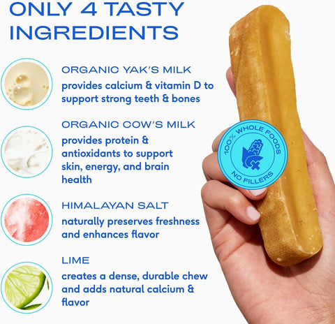 Native Pet Yak Cheese Himalayan Dog Chews - Long Lasting Dental Sticks for Large Breeds – 100% All Natural Himalayan Yak Chews for Large Dogs – Cheese Bone for Aggressive Chewers - 10 Per Pack