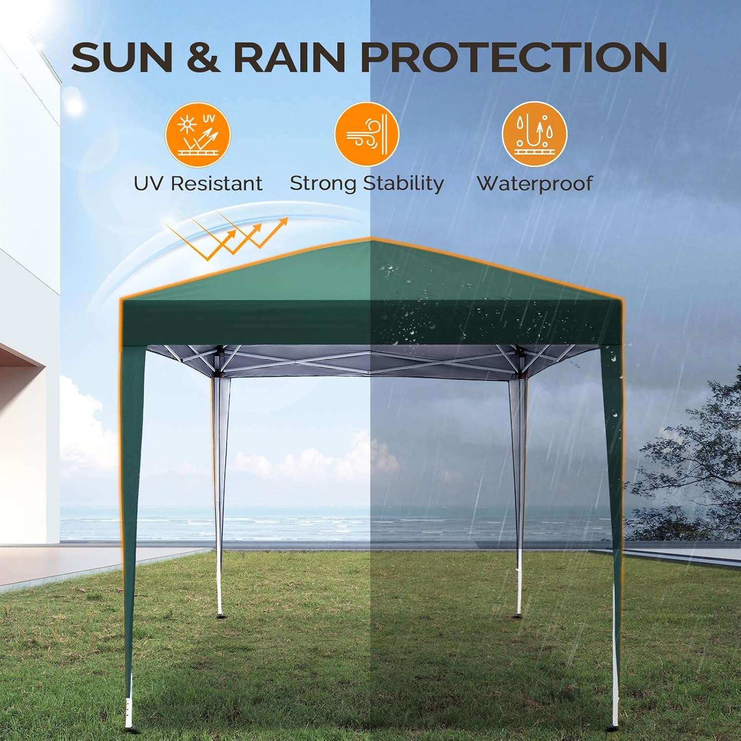 VINGLI 6.5x6.5 Pop Up Canopy Tent with Sidewalls, Outdoor Gazebo Canopy Tent, Patio Event Tents Outdoor Event Shelter for Parties (Green)