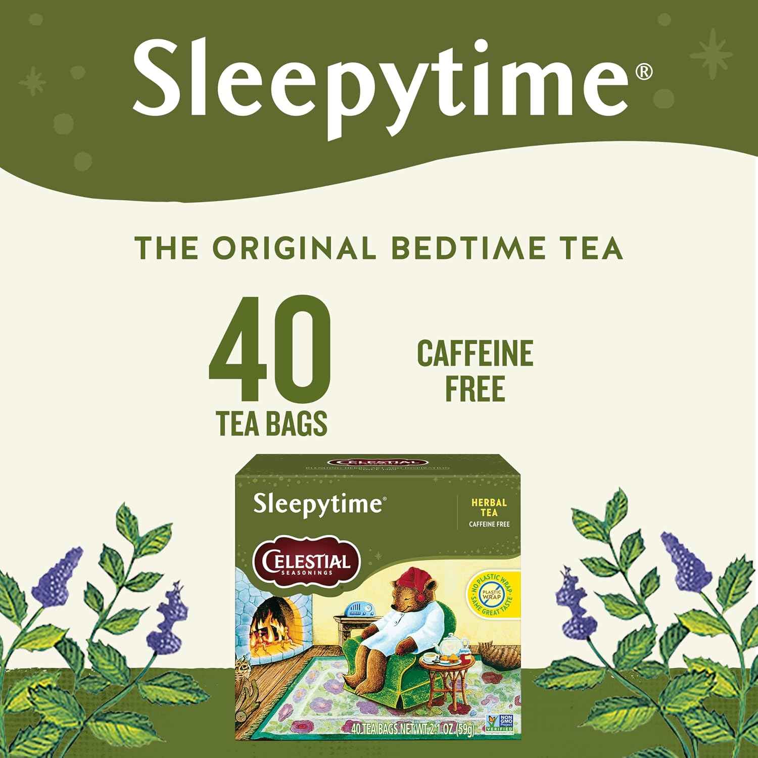 Celestial Seasonings Sleepytime Herbal Tea, Caffeine Free, 40 Tea Bags Box (Pack of 6)