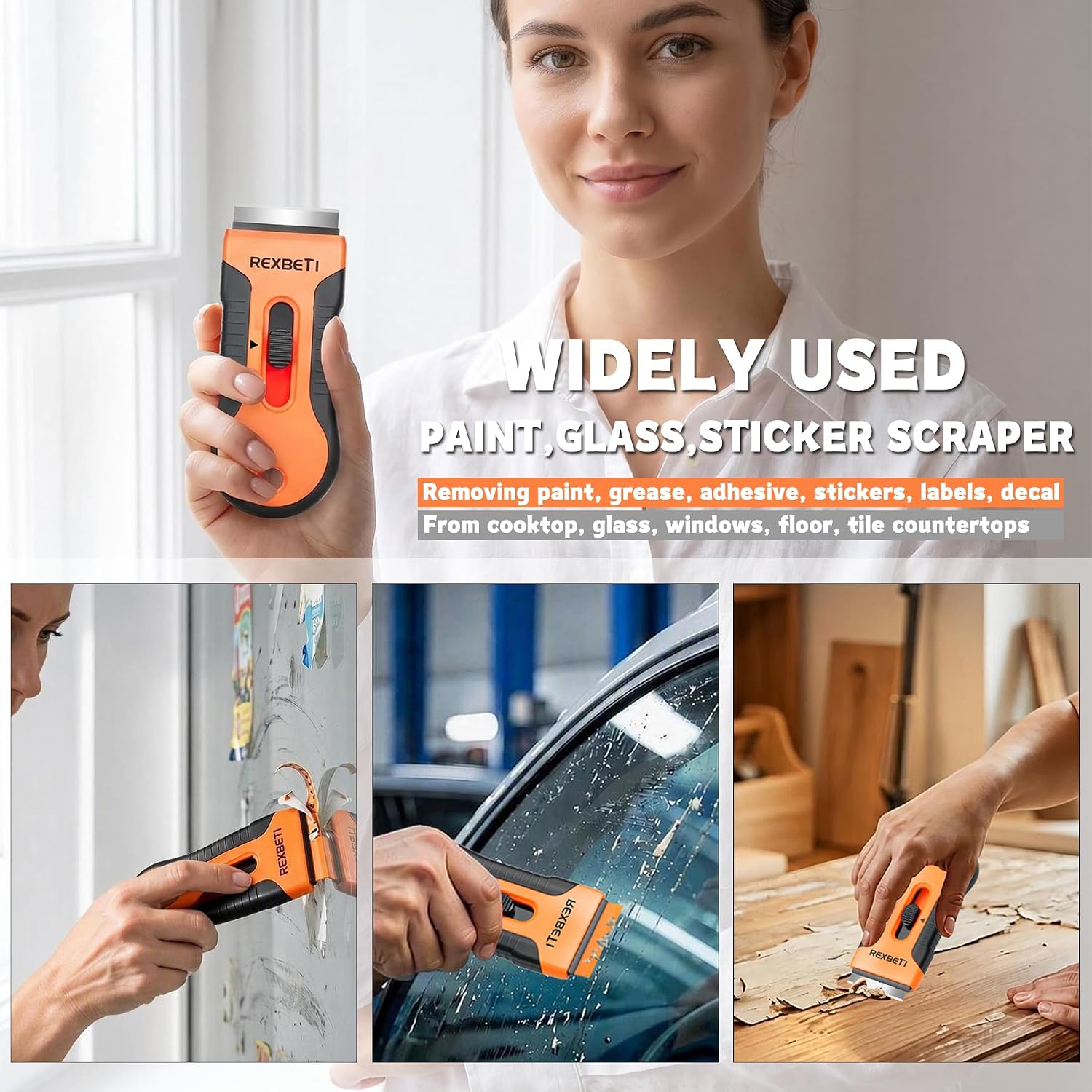 REXBETI Razor Blade Scraper Tool, 2 Pack Windows, Glass Stovetop Scraper