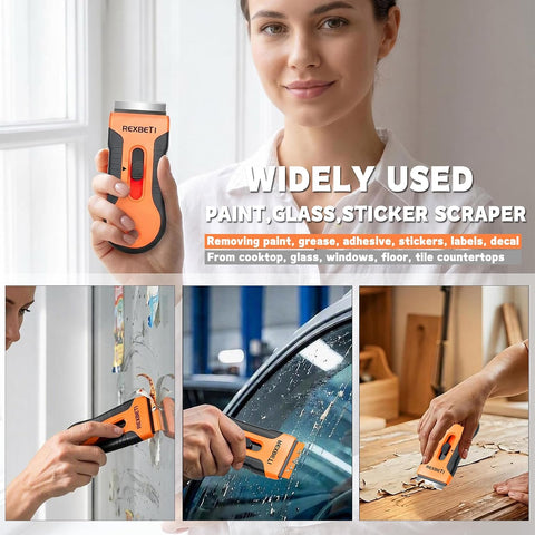 REXBETI Razor Blade Scraper Tool, 2 Pack Windows, Glass Stovetop Scraper