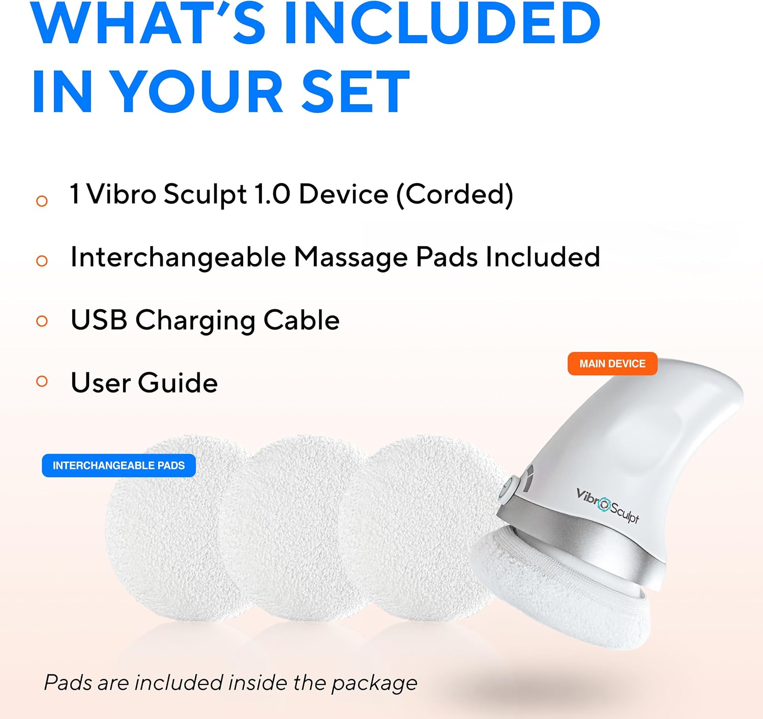 Vibro Sculpt 1.0 Body Sculpting Massager with 5 Pro Pads