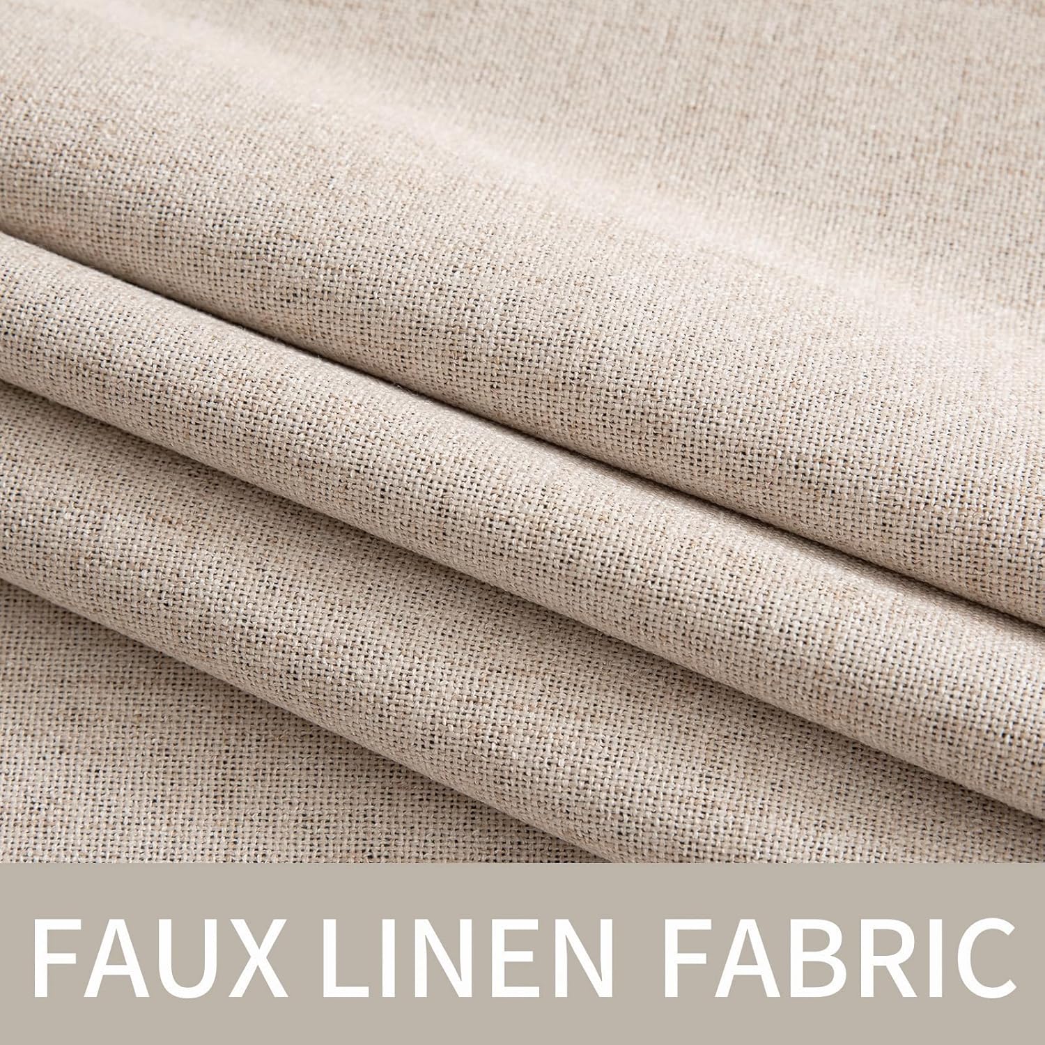 MIULEE 100% Blackout Linen Curtains for Bedroom 52x84 Inches Natural Beige