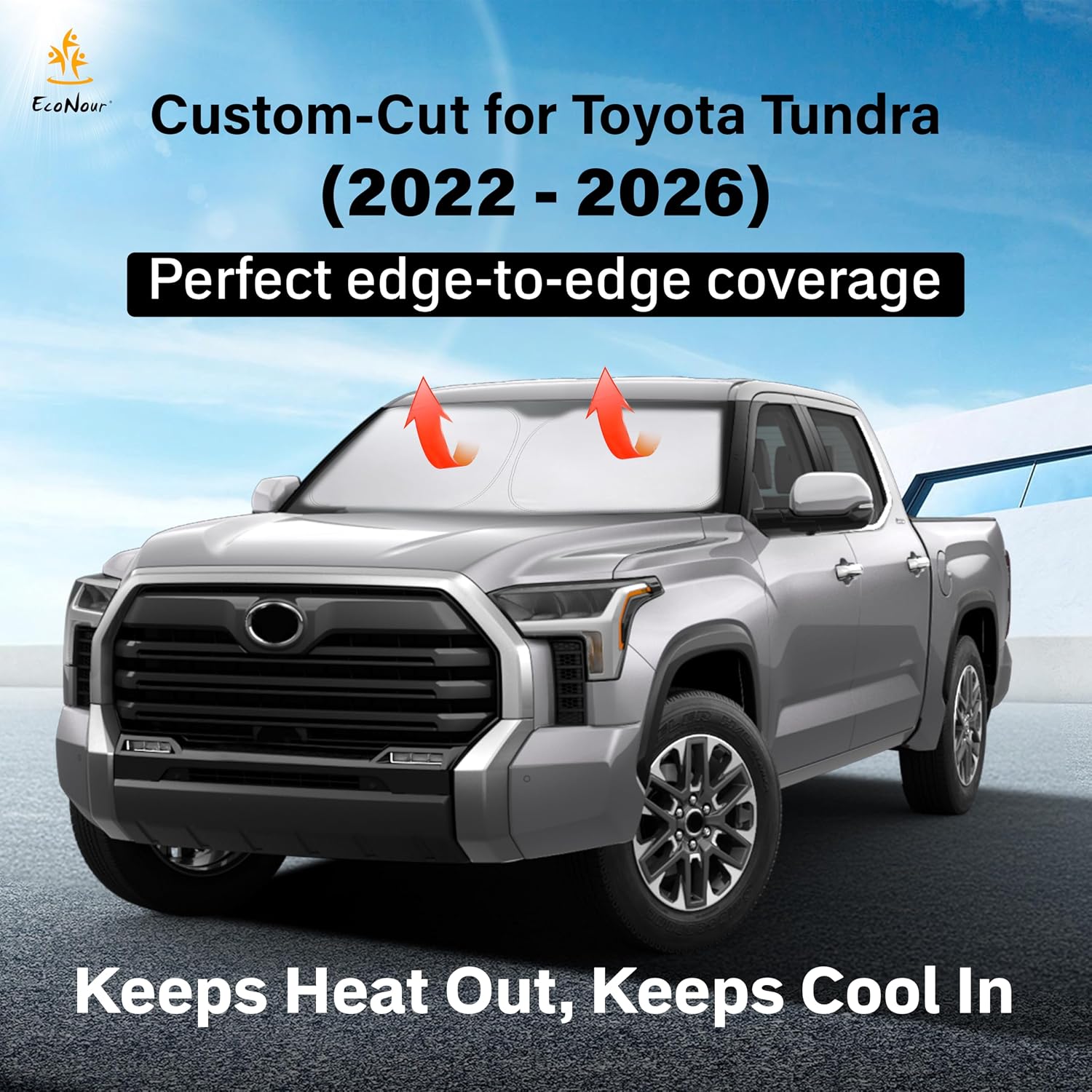 EcoNour Windshield Sun Shade Compatible for Toyota Tundra 2022–2025 2026