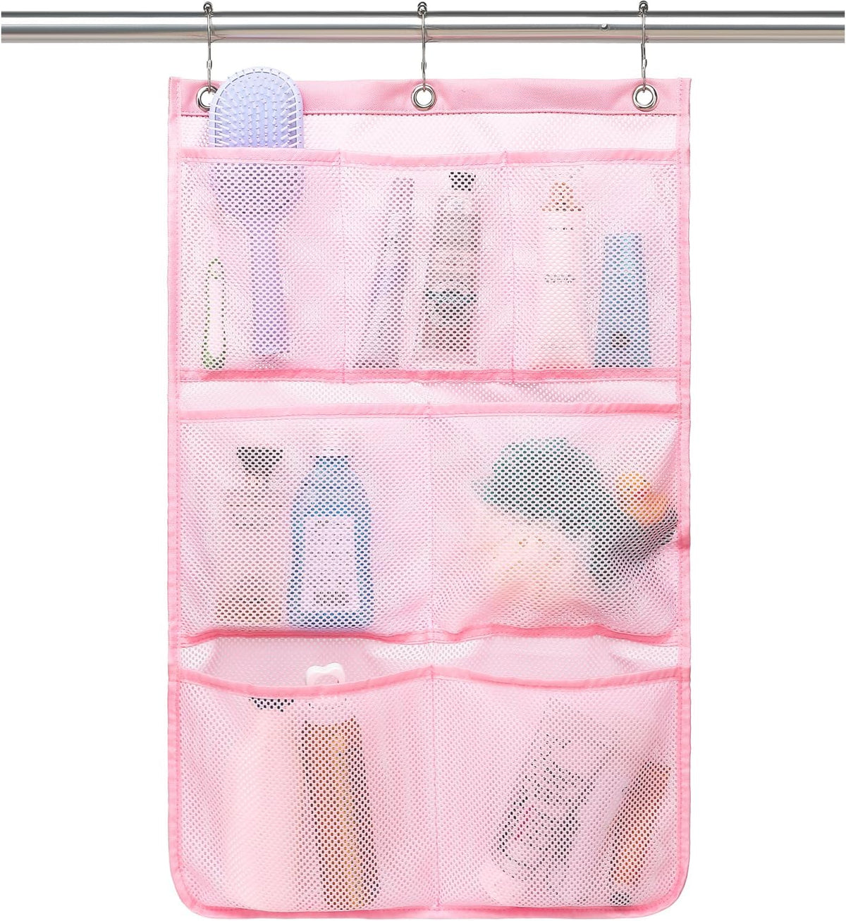 Fammart Mesh Shower Caddy Hanging, Quick-Drying Shower Organizer with 7 Pockets, Portable Bathroom Organizers and Storage for Shampoo, Soap, Loofah, Travel, and Cruise Essentials