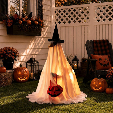 Halloween Lighted Ghost Porch Goose Outfits for 23 Inch Statue