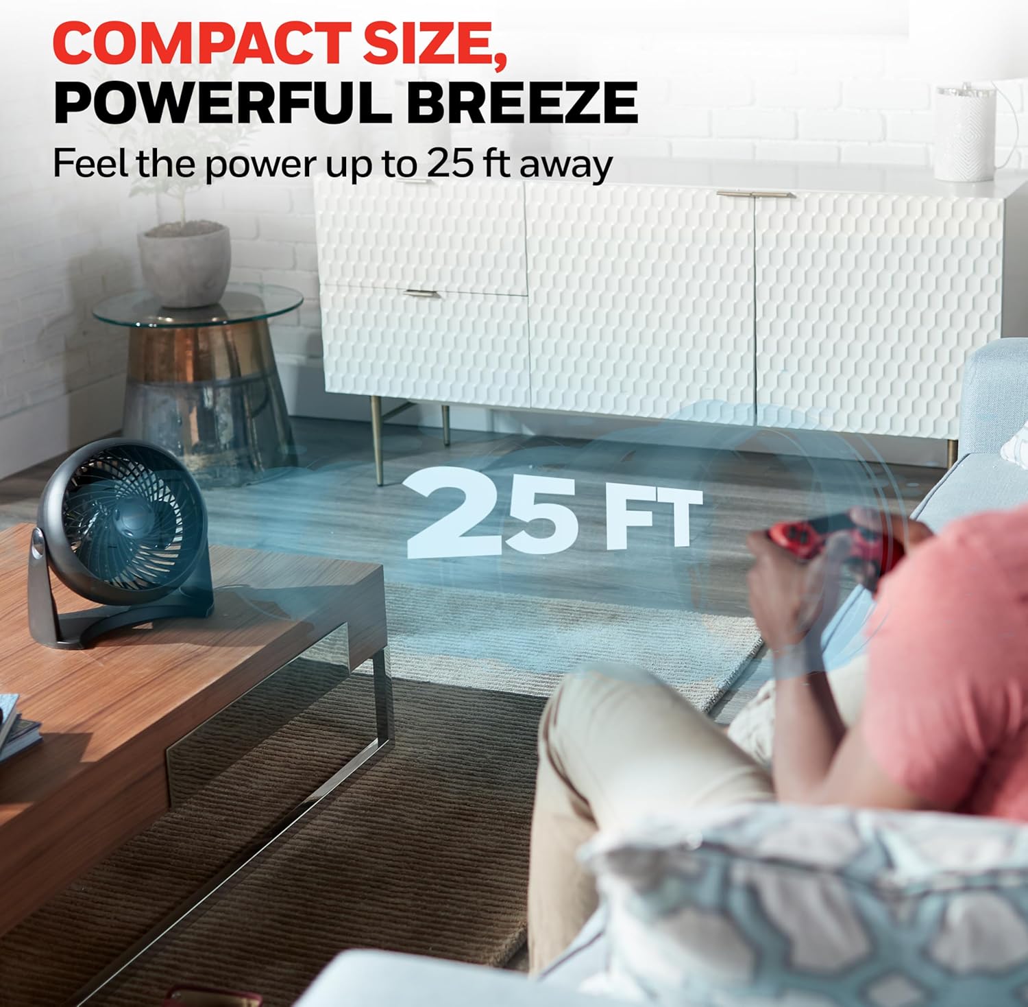 Honeywell TurboForce Air Circulator, Small Tabletop Fan, Quiet Personal Fan for Home or Office, 3 Speeds, 90 Degree Pivoting Head, Black, HT900