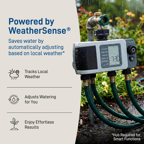 Orbit B-hyve XD 4-Port Smart Hose Watering Timer - App Controlled - Smart WeatherSense - Bluetooth Sprinkler Timer with Remote Control - Multi Outlet Yard Irrigation System - 24634