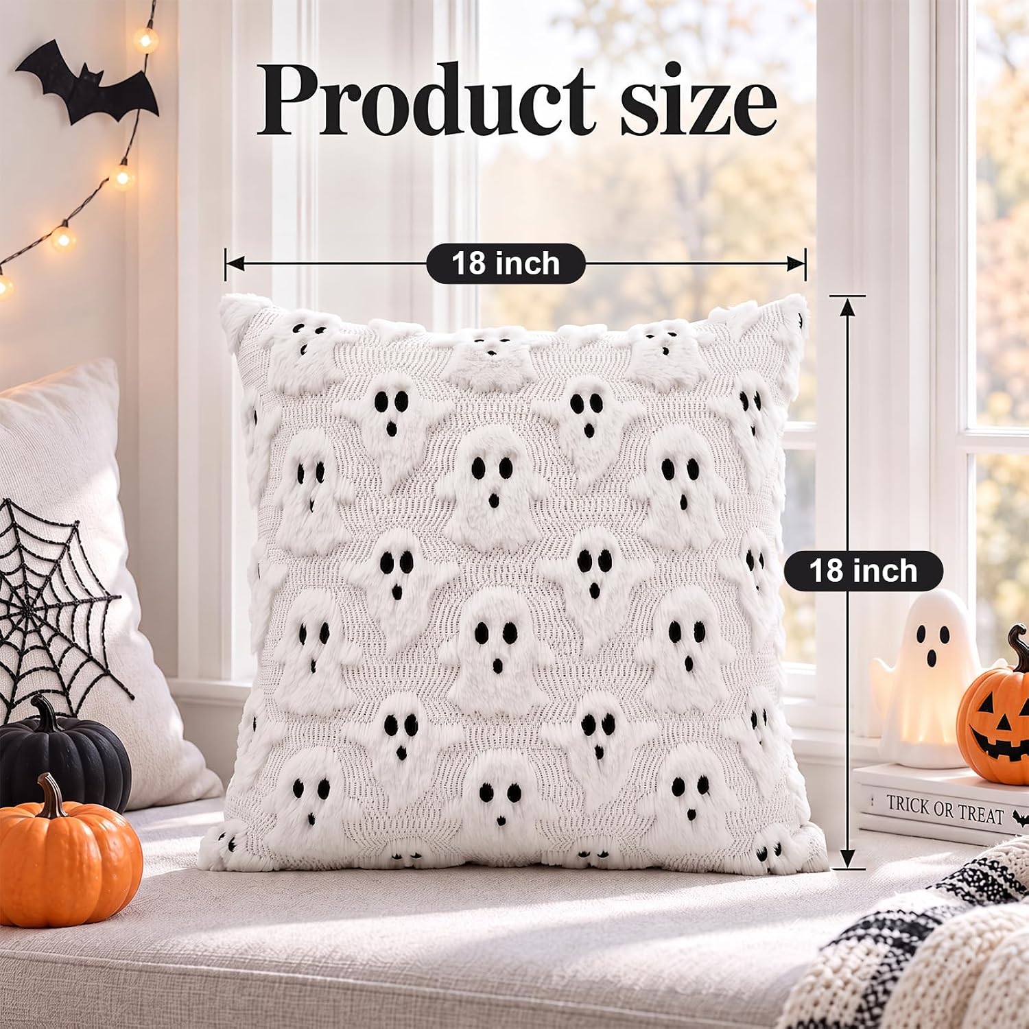 OLANRUN Halloween Pillow Covers 18x18 Set of 2, Halloween Decoration Indoor