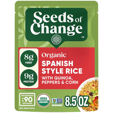 SEEDS OF CHANGE Certified Organic Spanish Style Rice With Quinoa, Peppers & Corn, Organic Food (Pack of 12)