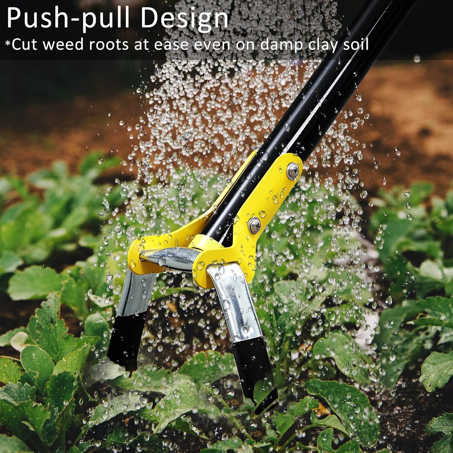 DonSail Hoe Garden Tool - Scuffle Garden Hoes for Weeding Gardening Long Handle Heavy Duty - Adjustable Weeding Loop Stirrup Hoe 30-43 Inch Black