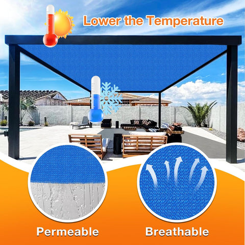 Artpuch Outdoor Pergola Shade Cover 8' X 13' Sun Shade Cloth with Grommets, 90% UV Protection Canopy Patio Privacy Screen (Customized Available) GN107, Blue