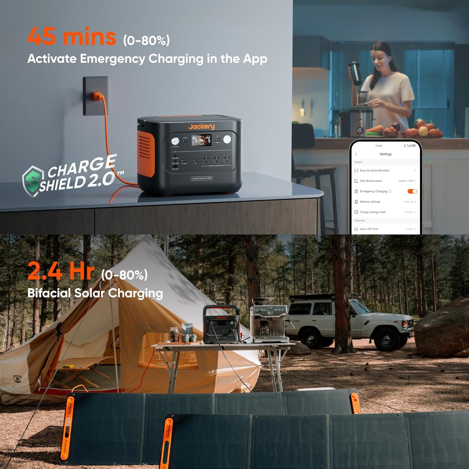 Jackery Explorer 1000 v2 Portable Power Station and Carrying Bag, 1070Wh LiFePO4 Battery,1500W AC/100W USB-C Output, 1 Hr Fast Charge, Solar Generator for for Outdoor, Camping