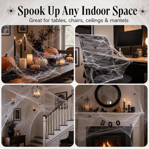 MAQIHAN 700 Sqft Halloween Spider Webs - Outdoor Cobwebs with 40 Spiders