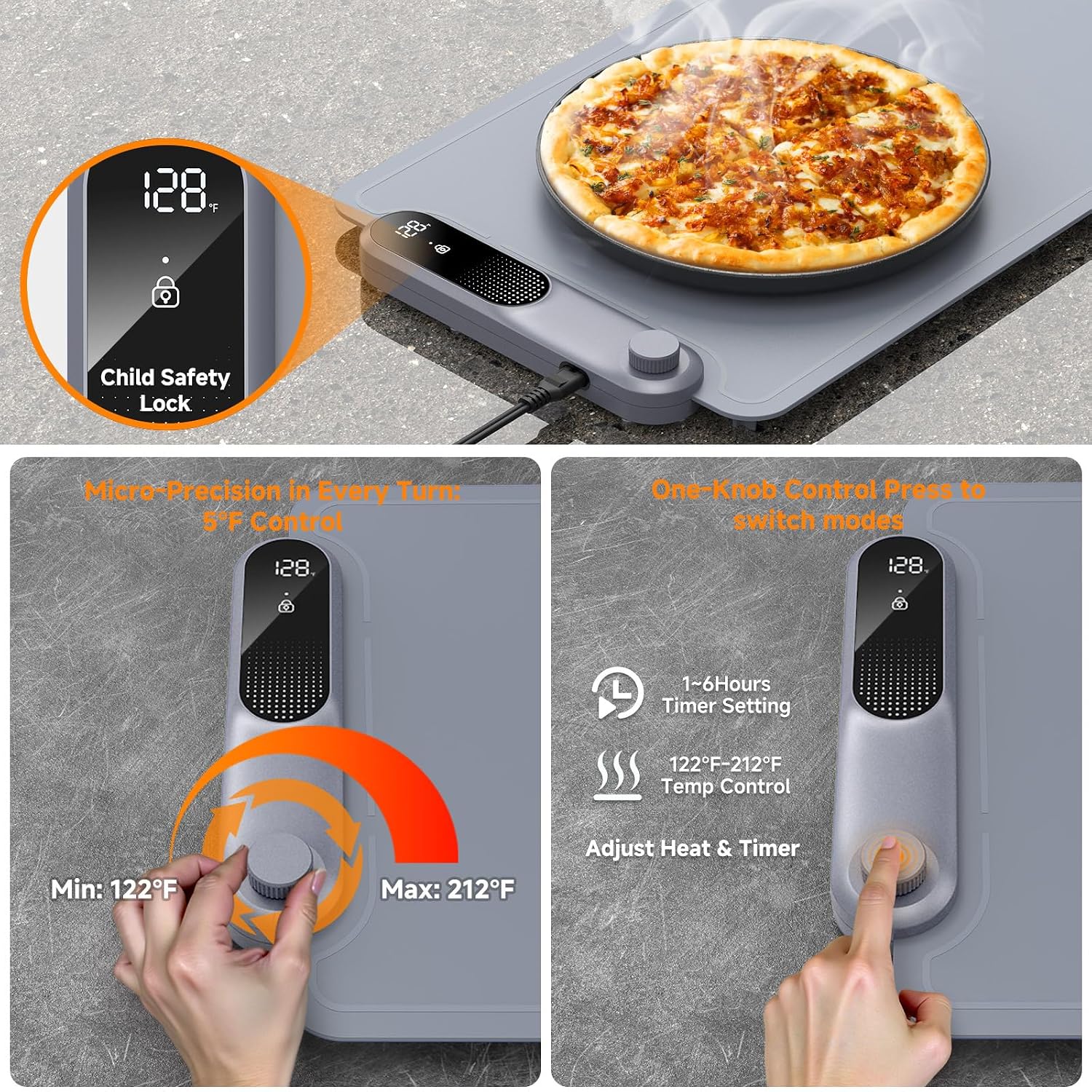 FEPPO Warming Mat for Food, Extra-Long Size 42"x12", Fast Full-Surface