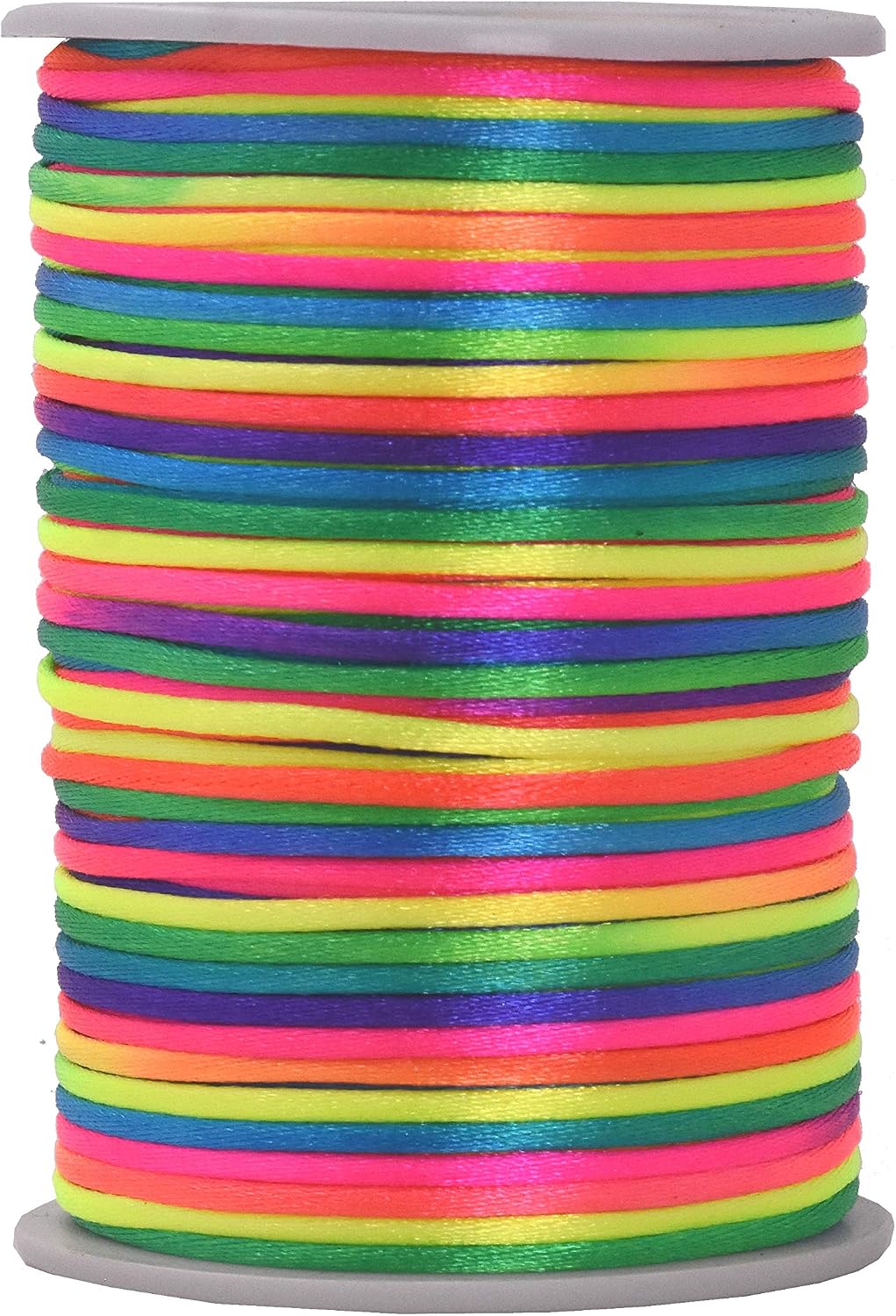 Mandala Crafts 2mm Rainbow Rattail Satin Cord for Macrame Chinese Knotting