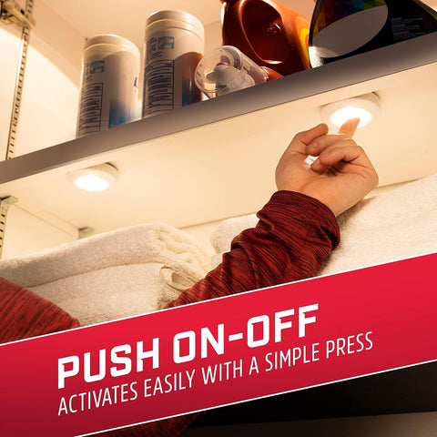 Energizer Battery Powered Puck Lights, Tap On/Off, 50 Lumens 2 Pack