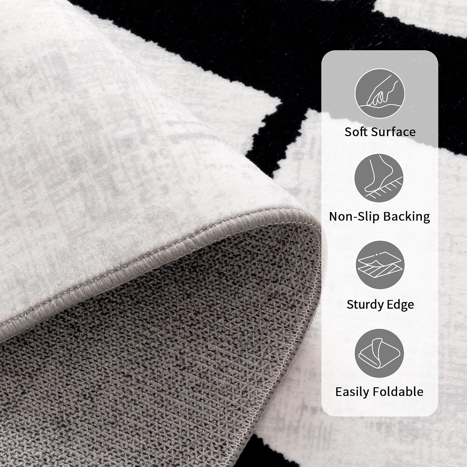 YIHOUSE 6x9 Washable Modern Abstract Black White Area Rug