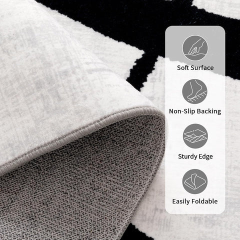 YIHOUSE 6x9 Washable Modern Abstract Black White Area Rug