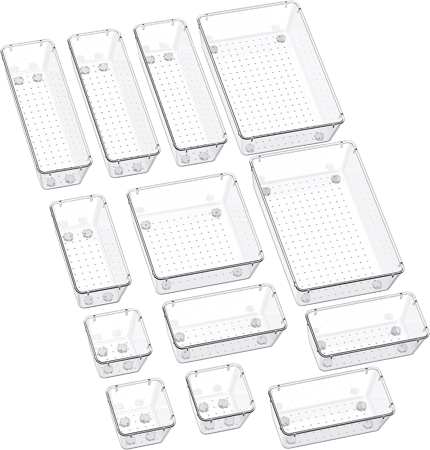 SMARTAKE 13-Piece Drawer Organizers with Non-Slip Silicone Pads, 5-Size