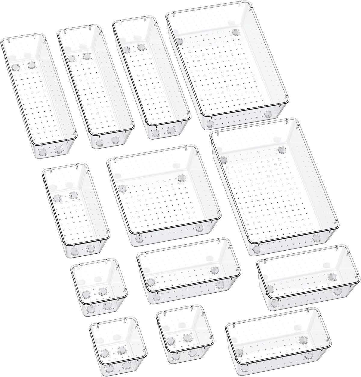 SMARTAKE 13-Piece Drawer Organizers with Non-Slip Silicone Pads, 5-Size