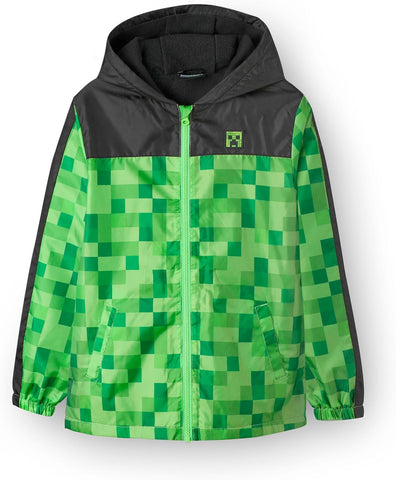 Minecraft Boys Jacket Waterproof Hoodie Creeper Fleece Lined Raincoat