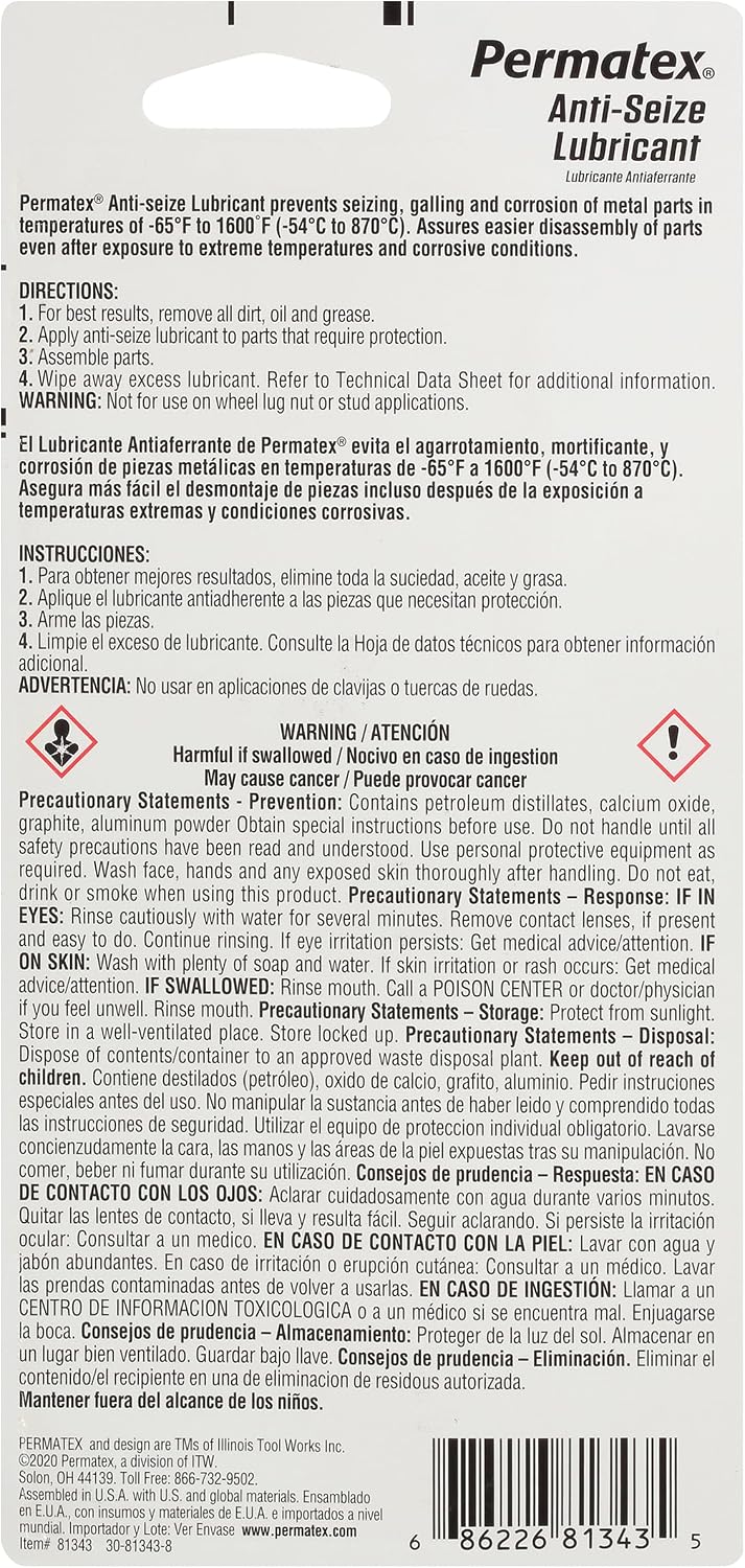Permatex 81343 Anti-Seize Lubricant, 1 oz. Tube