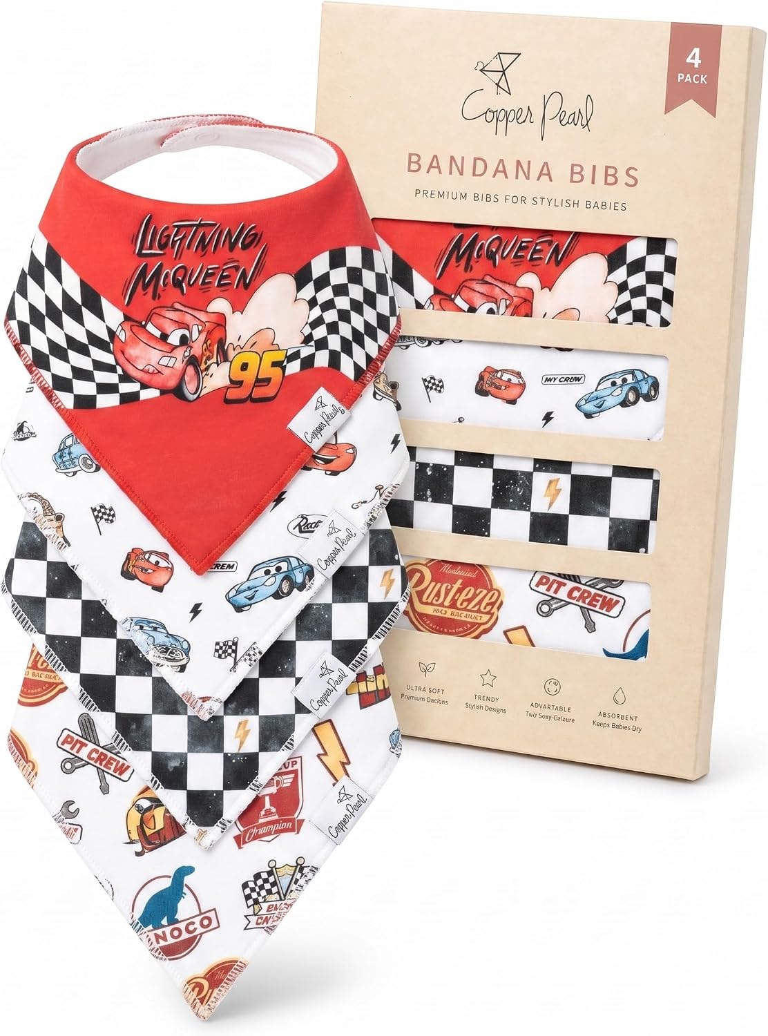 Copper Pearl Baby Bibs 4 Pack & 6 Pack, Bandana Drool Bibs for Baby Girl & Boy, Soft Cotton Bibs for Drooling and Teething