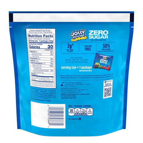 JOLLY RANCHER Gummies Zero Sugar Assorted Gummy Candy Fruit Pouches, 4.9 oz