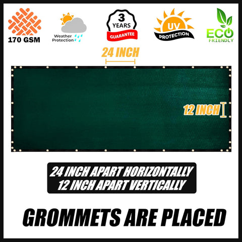 Royal Shade 6' x 50' Green Fence Privacy Screen Cover Windscreen with Heavy Duty Brass Grommets - Cable Zip Ties Include (We Make Custom Size)