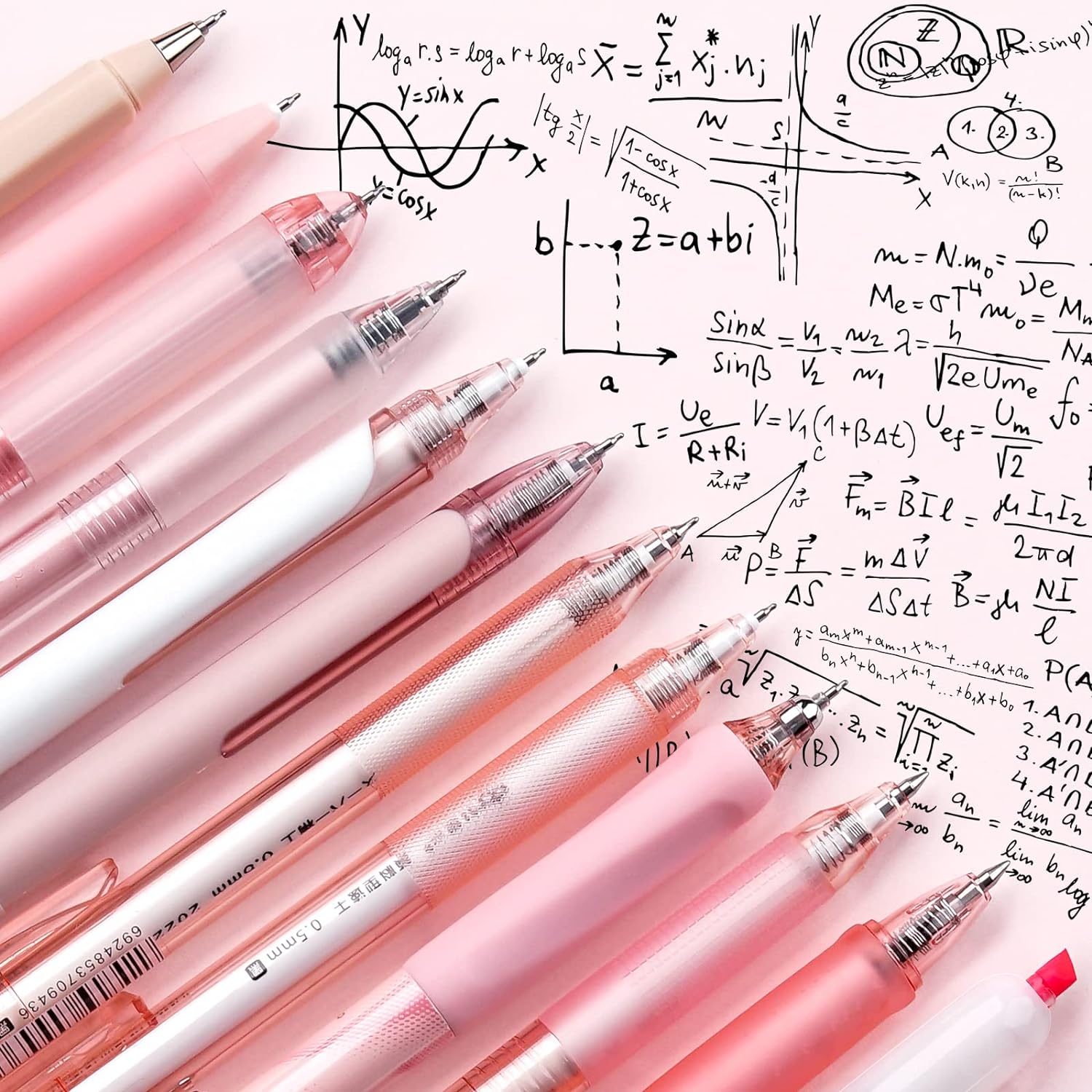 Four Candies Rose Gel Pens, Pink Barrels, Black Ink, 0.5mm, 12 Count