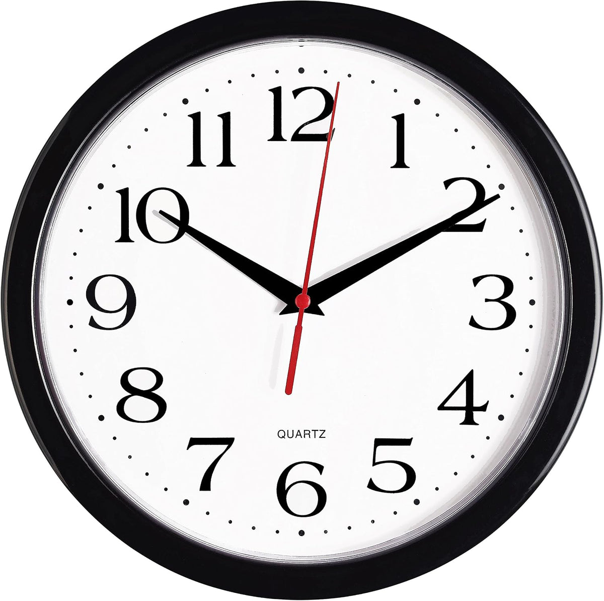 Bernhard Products Black Wall Clock Silent Non Ticking 8 Inch Quality Quartz Battery Operated Round Easy to Read Home/Office/Kitchen/Classroom/School Clocks Sweep Movement