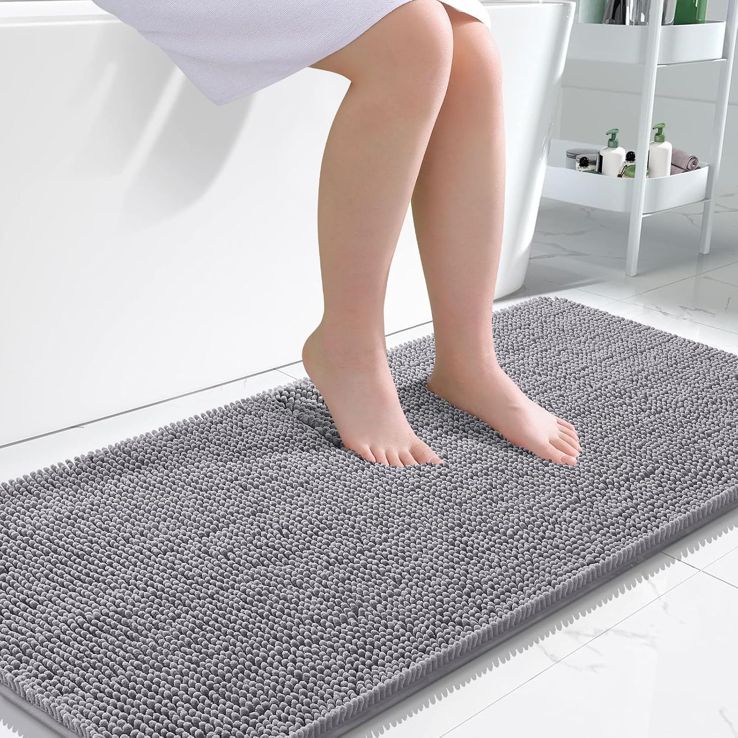 OLANLY Bathroom Runner Rugs 47x24, Extra Soft Absorbent Chenille Bath Rugs