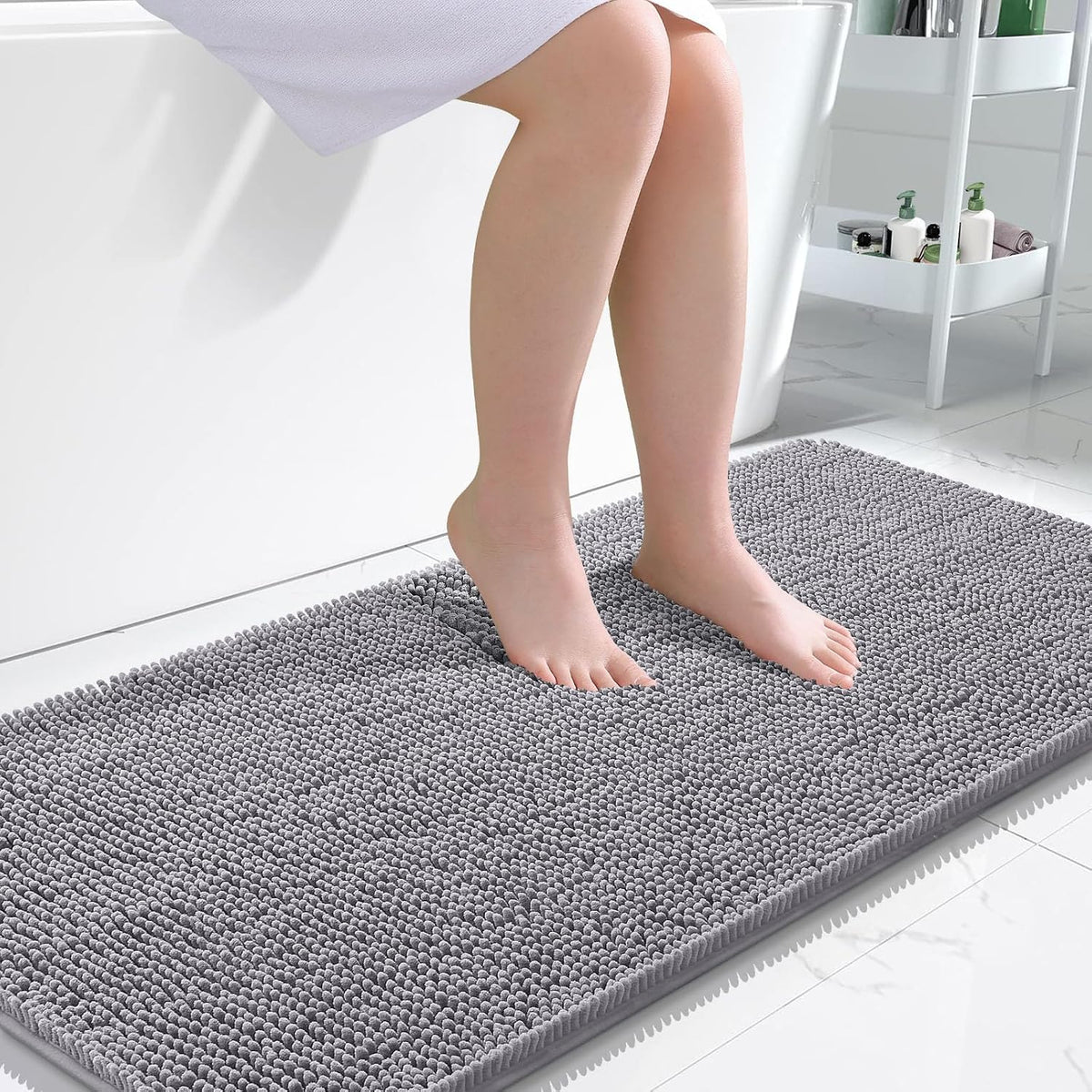 OLANLY Bathroom Runner Rugs 47x24, Extra Soft Absorbent Chenille Bath Rugs