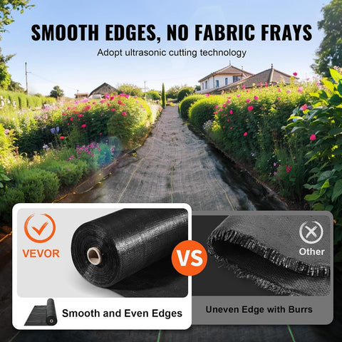 VEVOR 4FTx300FT Premium Heavy Duty Weed Barrier Landscape Fabric, 3.2OZ Woven Geotextile Fabric Under Gravel, High Permeability for Weed Blocker Weed Mat, Driveway Fabric, Weed Control Garden Cloth