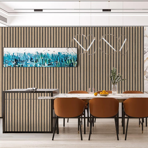 Brown Wood Slat Peel and Stick Wallpaper - 17.5"x100" Textured Faux Wood Self-Adhesive, Waterproof Removable Wall Panel for Bedroom, Kitchen, Office - Easy Install