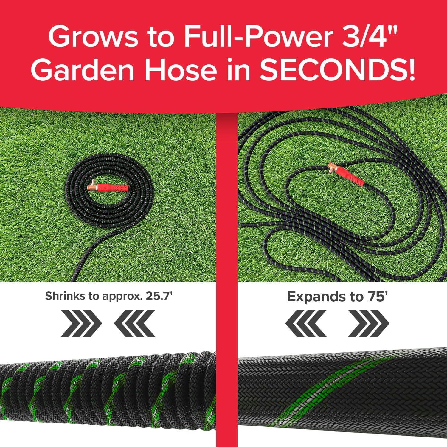 Pocket Hose Ballistic Double UV 75 FT Garden Hose, As Seen on TV