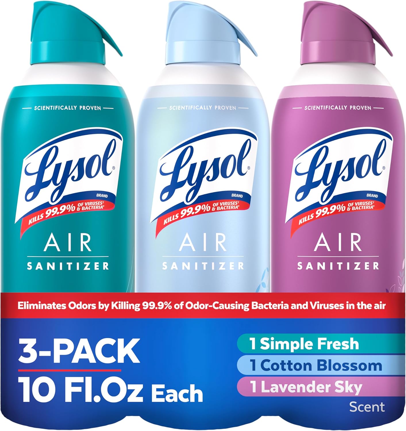 Lysol Air Sanitizer Spray, Air Freshener Alternative, Multi-Fragrance 3-Pk