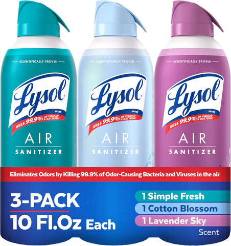 Lysol Air Sanitizer Spray, Air Freshener Alternative, Multi-Fragrance 3-Pk