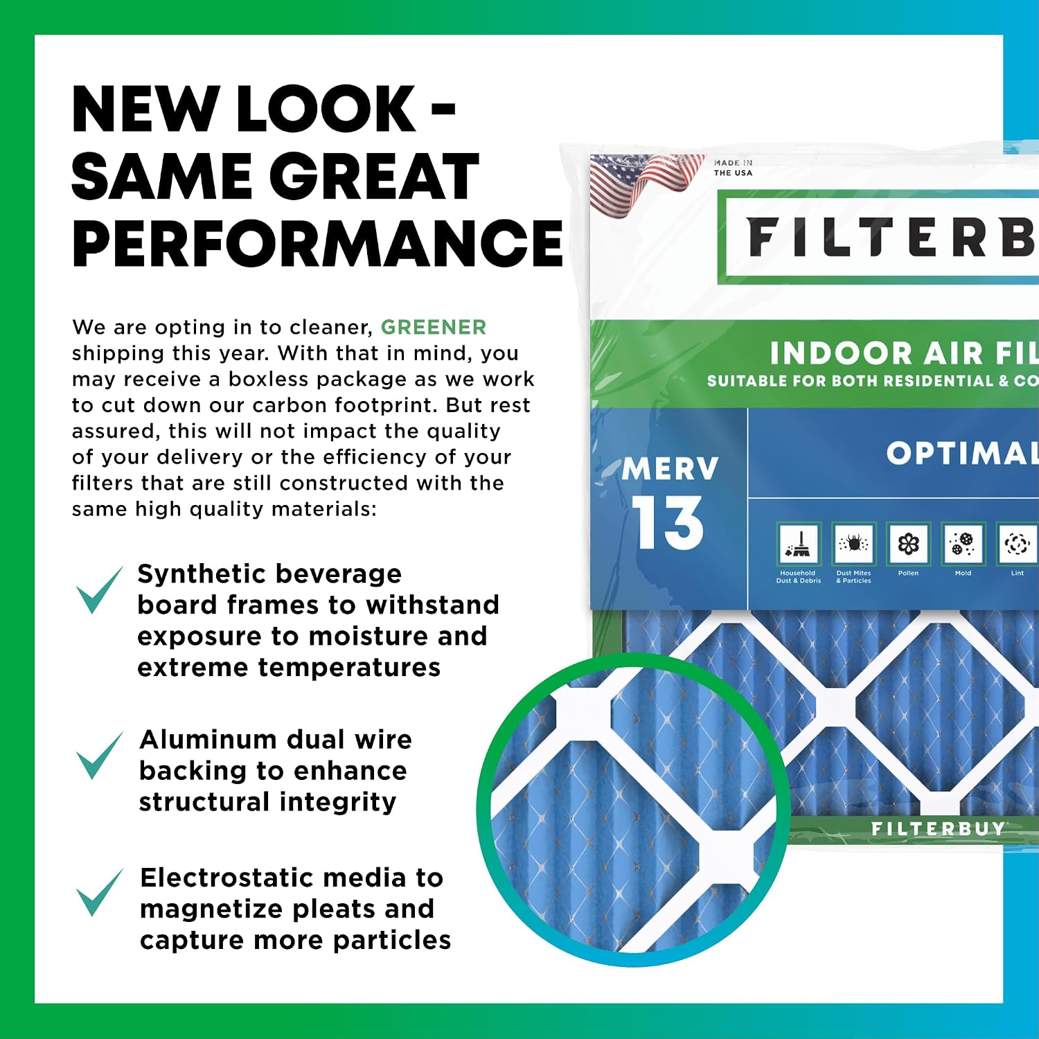 Filterbuy 24x24x4 Air Filter MERV 13 Smoke & Allergy Defense (2-Pack)