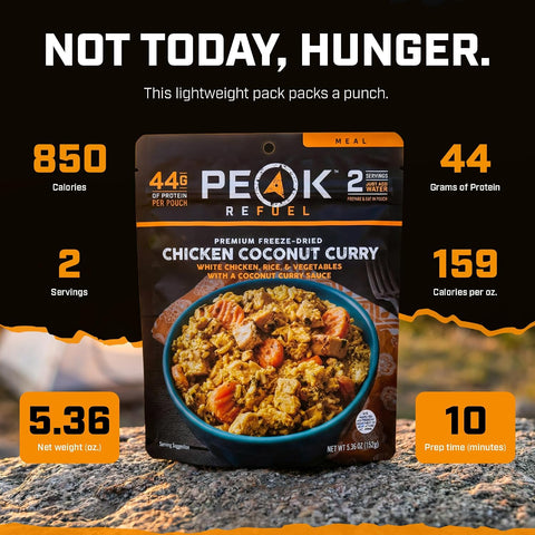 Peak Refuel Chicken Coconut Curry Freeze-Dried Camping Meal with Real Meat