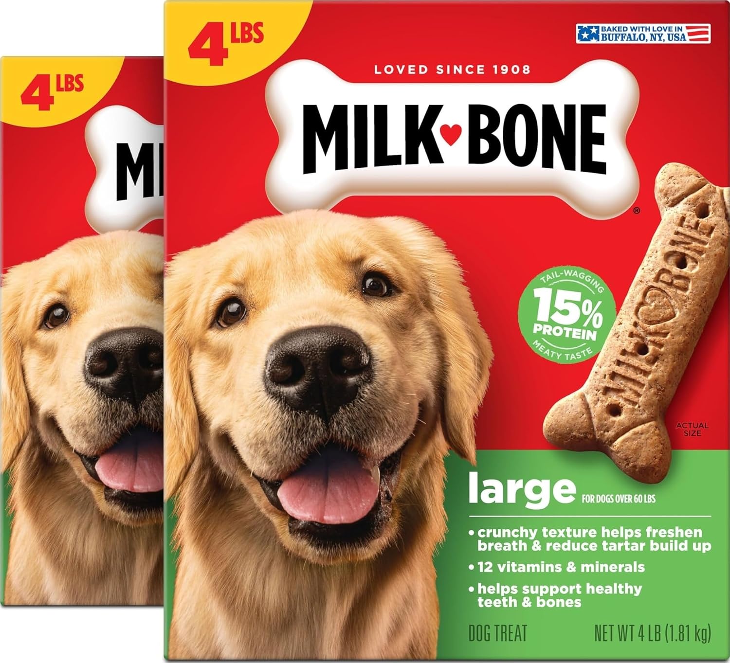 Milk-Bone Original Biscuits Large Dog Treats, 2 (4 Lb.) Boxes